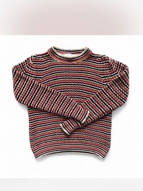 John + Jenn Women's Striped Pullover Sweater Retro Colors Size Small Chunky